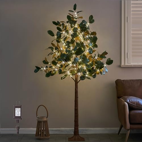 Hairui Lighted Magnolia Tree 6FT 280 LED Fairy Lights, Faux Plant Tree with Lights for Home Holiday Spring Decoration Indoor Outdoor