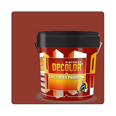 PINTURAS DECOLOR DECORTEX LISO PREMIUM - Pintura revestimiento impermeabilizante para fachadas. (4 litros). ROJO TEJA