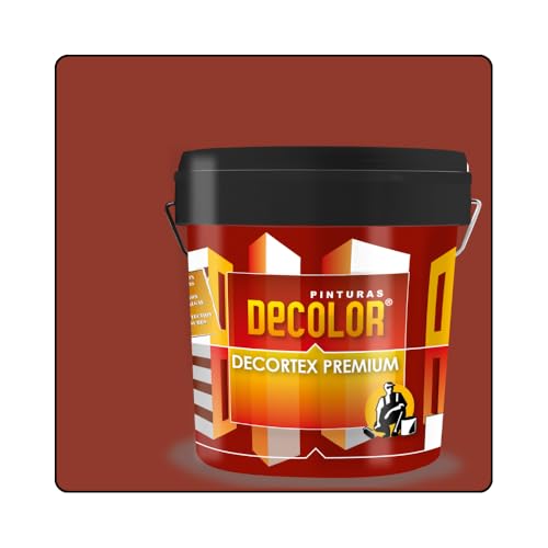PINTURAS DECOLOR DECORTEX LISO PREMIUM - Pintura revestimiento impermeabilizante para fachadas. (4 litros). ROJO TEJA