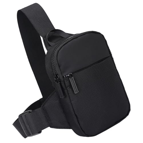 Hoement Riñonera de Moda para Hombre en Poliéster Negro, Diseño Ajustable y Práctico, Estilo Único y Casual para Actividades y Running