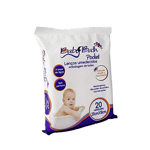 Baby Bath Pocket Lenços Umedecidos, Branco, 20 cm x 18 cm (20 unidades)