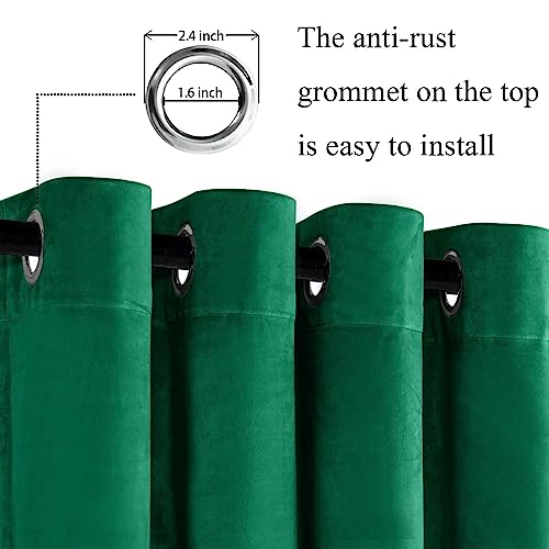 JIUZHEN Velvet Curtain Living Room Curtains Christmas Curtain Velvet Blackout Curtains with Eyelets Thermal Curtains Cold Protection Curtains Green Curtain Velvet Fabric Dark Green Set of 2 H 175 x W - Image 2