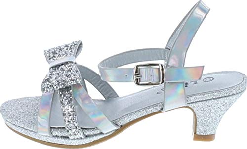 Link Smart-79K Girl's Glitter Bow Strap Buckle Platform Wrapped Heel Sandals4