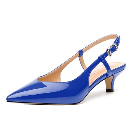 Women's Pumps, Pointed Toe Kitten Low Heels Pumps for Women, Closed Toe Slingback Low Heels Dress Shoes