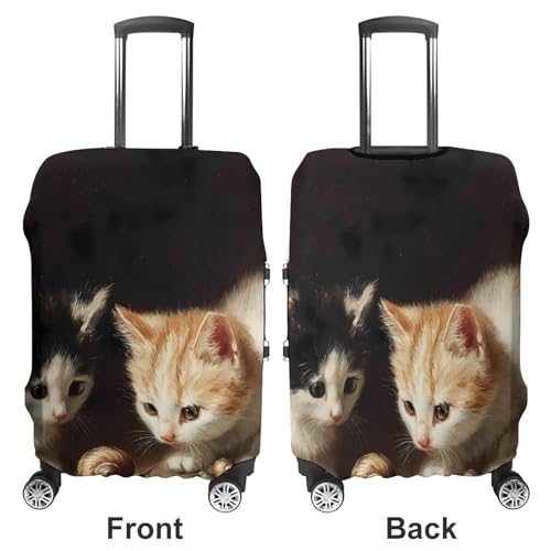 Cute Kittens Cats with Snails Luggage Covers Washable Travel Suitcase Cover Elastic Baggage Protector3