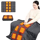 電気毛布 掛け敷き兼用 【15秒速暖・6Way1式 】 ひざ掛け 洗える 電熱肩掛け毛布 USB給電 コードレス 温度調整 電熱 カーペット ヒーター内蔵 男女兼用 防寒 防風 着る毛布 大判サイズ 保温 暖房器具 防寒対策 車泊用 家庭用 オフィス用 キャンプ用暖房 アウトドア用 防寒グッズ 冬の贈り物に最適 (ブラック)