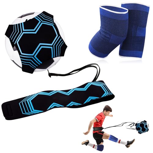 YanBous Ayuda de Entrenamiento de Fútbol Solo, Entrenador de Patadas con Cinturón Ajustable, Incluye Rodilleras, Accesorios de Entrenamiento de Fútbol, Regalo para Niños y Adultos
