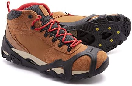 ICETRAX V3 Tungsten Crampons, Ice Cleats for Snow and Ice, Non-Slip Shoe Grippers with Reflective Heel S/M (Men: 5-9/ Women: 6.5-10.5)