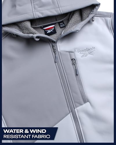 Reebok Men's Jacket - Weather Resistant Fleece Lined Softshell Jacket Coat - Lightweight Casual Coat for Men (M-XXL), Grey, XL - Image 4