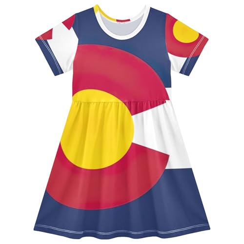 Toddler Girls Dresses Colorado State Flag Funny Cute Dresses 2t Short Outfit Children