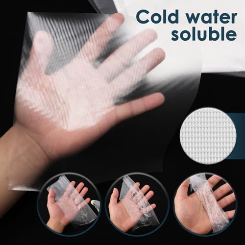 US 100Pcs Wash Away Embroidery Stabilizer PVA Water Soluble Embroidery Topping Film Stable Performance Water Soluble Stabilizer Precision Fit Embroidery Films Suitable for Shirts(20*20cm,white)