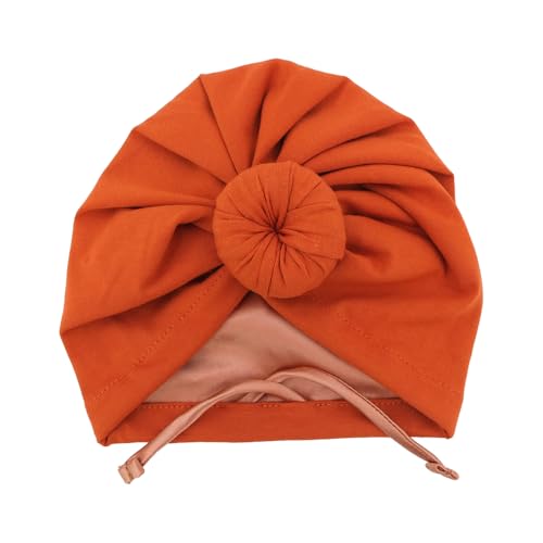 Image of Silky Satin Lined Turban Hat for Babies Infant Toddler Girls Boys Bonnet Newborn Cotton Beanie Little Kids Shower Caps