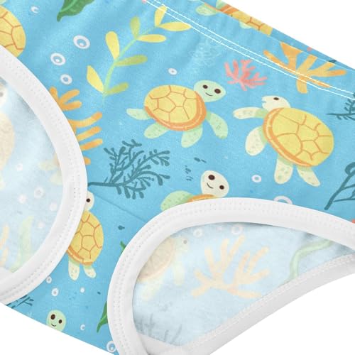 Wusikd Cute Little Turtle Girls' Underwear Cotton Yellow Shells Girls Briefs Soft Toddler Underwear 2T4