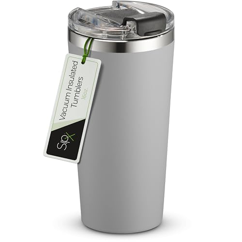 Comparison: Best Material For Coffee Mugs 4 SIPX™ Triple-Insulated Tumblers - 16oz. Premium Modern Tumbler With Lid, insulated Cup Keeps Hot For 6 Hours, Stainless Steel Tumbler Made Of Sustainable Material, Coffee Travel Mug For Home & Office