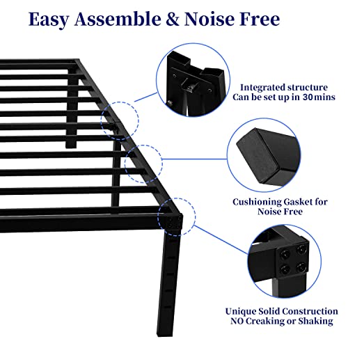 Amsejops Twin Bed Frame ，Heavy Duty Steel Slat Support 3500Lbs，No Box Spring Needed，Noise-Free，Easy Assembly, 16 Inch Tall Metal Platform Bedframe With Ample Storage Space #TOP2