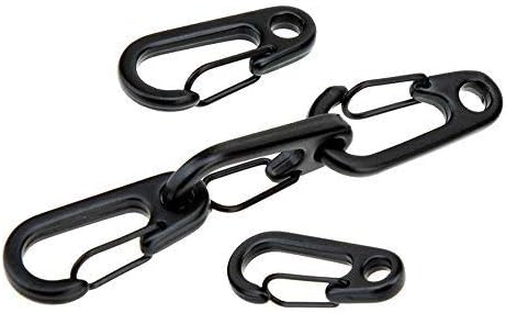 Mini Hanging Buckle, Uning Pack of 20Pcs Metal Spring Backpack Clasps Carabiners Hook EDC Keychain Fishing Camping Bottle Hooks Paracord Tactical Survival Gear (Black) - Image 4