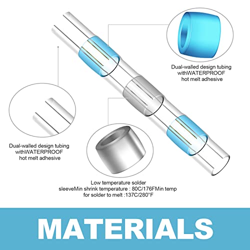 150Pcs Solder Seal Wire Connectors, Self Soldering Heat Shrink Butt Connectors Solder Sleeve, Solder Seal Butt Connectors Kit Waterproof Electrical Splice Terminals For Marine Automotive Truck #TOP2