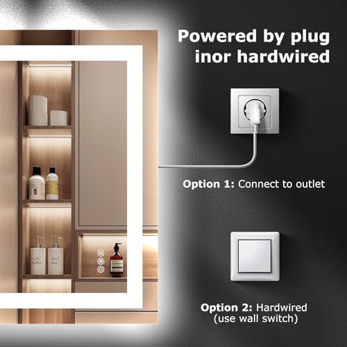 Image of Hivone 24 inchX30 inch LED Bathroom Mirror with Lights, UL Listed