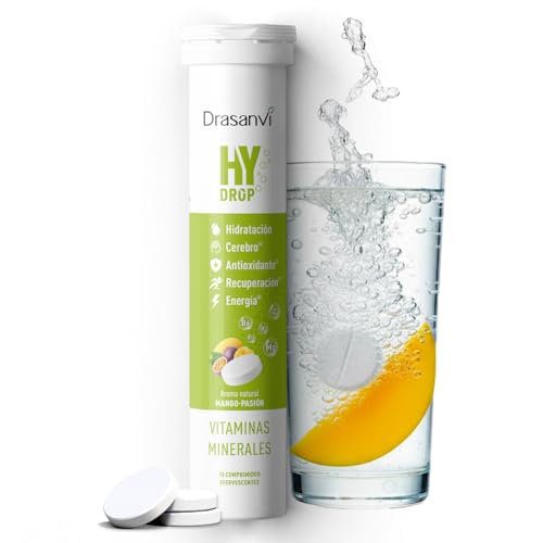 DRASANVI ELECTROLITOS Sin Azúcar | Tabletas Efervescentes de Hidratación + Vitaminas (C, B6, B12) | MAGNESIO, POTASIO y SODIO | Recuperación Muscular y Energía | 18 Comprimidos Sabor Mango
