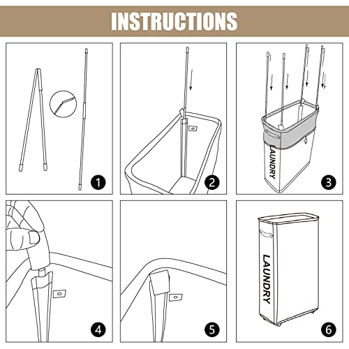 Dokehom 29-Inches Enlarged Slim Laundry Basket With Removable Wash Bag On Wheels, Collapsible Rolling Laundry Hamper, Foldable Narrow Corner Clothes Storage Bins (Beige) #TOP5