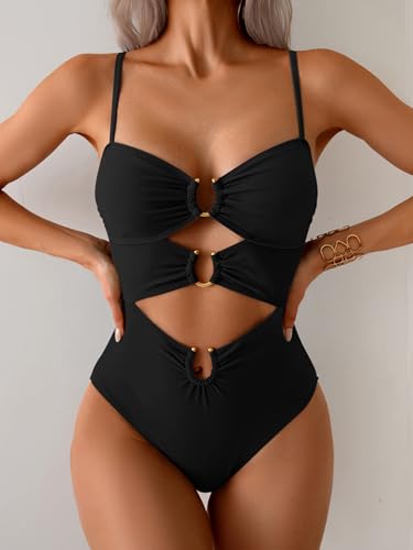 Eomenie One Piece Swimsuit for Women Ring Linked Monokini Sexy Bathing Suit Cutout Swim Suit4