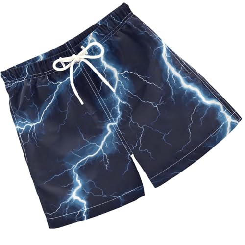 Pigsaly Boys Swim Trunks Blue Thunder Bolt Sparkling Boys Board Shorts Swimsuit Swimwear Summer Bathing Suit 2T