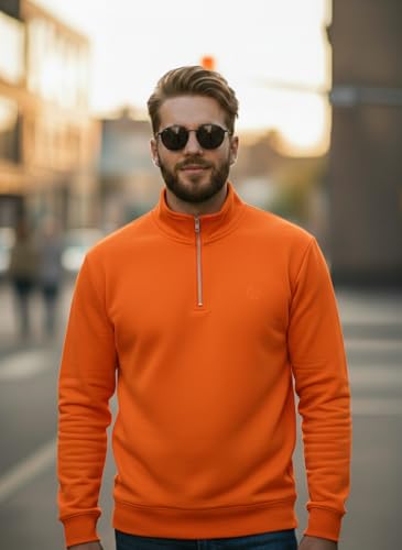 Image of Mack Jonney Men's Fleece Half-Zip High Neck Sweatshirt | Warm & Stylish Winter Wear -JM4380