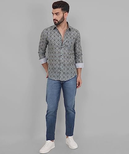 Image of TB Trybuy.in Retro Full Sleeve Casual Linen Printed Shirt for Men