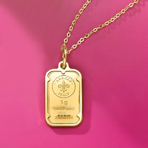 Ross-Simons Italian 24kt Yellow Gold Fleur-De-Lis 1-Gram Ingot Pendant Necklace With 14kt Yellow Gold Frame3