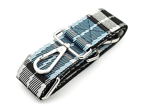 Image of CRAFTMEMORE Wide Shoulder Strap Tartan Plaid Adjustable Bag Handle Crossbody Nylon Belt Replacement (Blue JK06)