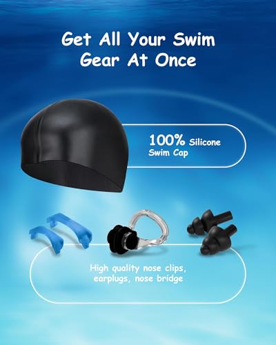 Image of Kids Swim Goggles, Anti-fog and UV Protection with Swim Cap for Age 3-15 Youth Boys Girls Toddler