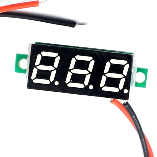 Image of (5 Pack) JacobsParts DC 4.5-30V 2-Wire Voltmeter 3-Digit LED Display Panel Volt Meter Digital Voltage Tester (White)