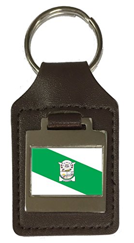 Porte-clés en cuir gravé Fundao City Espirito Santo accessoire de mode unisexe en cuir véritable