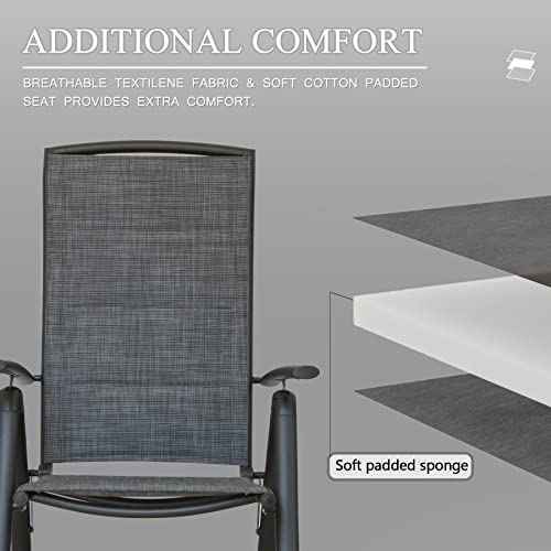 Domi Outdoor Living Domi Folding Patio Chairs Set Of 2, Aluminium Frame Reclining Sling Lawn Chairs With Adjustable High Backrest, Patio Dining Chairs For Outdoor,Porch,Balcony thumb #4