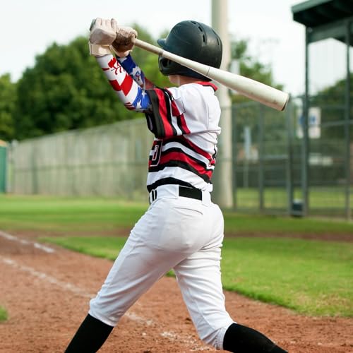 Image of 6 Pair Baseball Arm Sleeve Youth Sport Gift | Outdoor UV Protection, Keep Cooling, Anti Slip, Elbow Compression, American Flag, Red White Blue, Basketball Shooter Sleeve