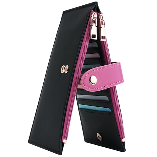 Image of Travelambo Leather Wallets for Women Slim RFID Blocking Bifold Credit Card Holder Wallet