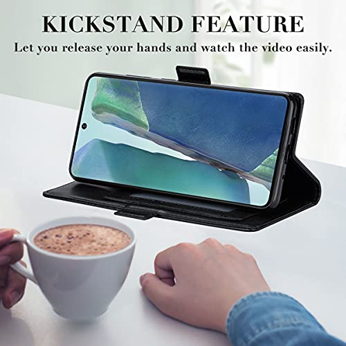 Blllue Capa carteira compatível com Samsung S20 FE, capa de couro sintético padrão de açafrão com 4