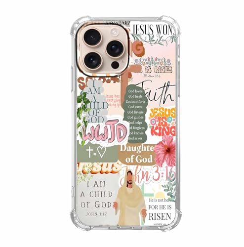 mehidpur Christian Quotes Aesthetic Vintage Jesus Bible Verse Collage Pattern,Soft TPU Bumper Case for iPhone 16 Pro,#1