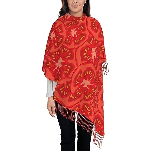 Sliced Tomato Shawl Wraps with Tassel Soft Fashion Warm Scarves for Women