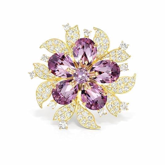 Purple Diamond Brooch Pin – Elegant Crystal Floral Brooch for Women & Girls | Wedding Saree Pin | Stylish Coat, Dress & Hijab Accessories-picture-55
