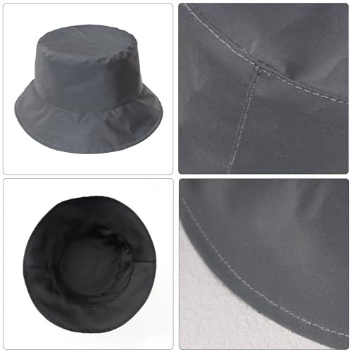 Image of Unisex Metallic Bucket Hat Waterproof Holographic Bucket Hat Fishing Hat Trendy Hip Pop Sun Cap