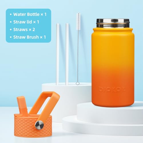 Image of BJPKPK Insulated Water Bottle, 15oz Stainless Steel with Straw Lid