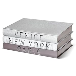 Set of 3 Decorative Books for Home Decor-Silver Foil Stamping Decor Books,Fashion Designer Books for Coffee Tables and Book Shelf Decoration Set of 3 Decorative Books for Home Decor Silver Foil Stamping Decor BooksFashion Designer Books for Coffee Tables and Book Shelf Decoration