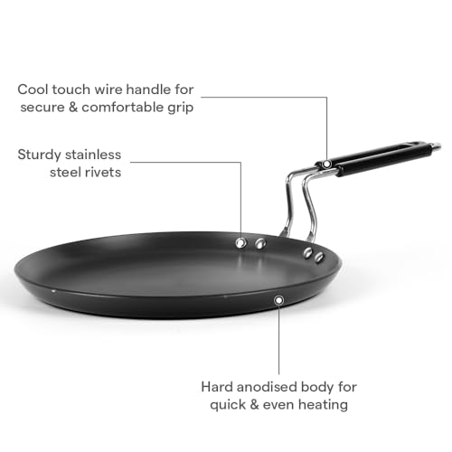 Image of Borosil 30 cm Hard Anodized Flat Tawa | Aluminium Grade 3003 | Glossy Exterior & Matt Interior | Even Heat Distribution | Easy to Clean | 5 Years Warranty