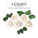 Global Sugar Art Peace Rose Ivory Sugar Cake Flowers 5 Count with Leaves by Chef Alan Tetreault