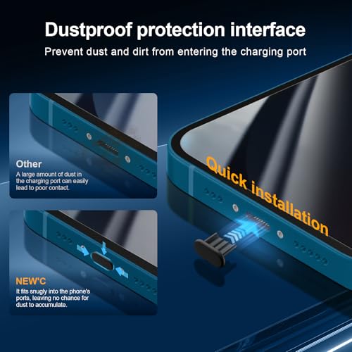 Image of NEW'C 3x Privacy for iPhone 13 Screen Protector (6.1 inches)+ 3x Camera Lens Protector, Sensor Protection, Case Friendly Tempered Glass Film + Dust Plug- Enhanced Privacy Angle of 28 Degrees