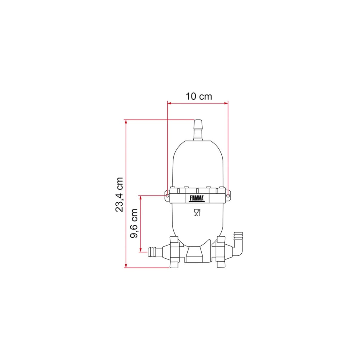 FIAMMA AQUA A20 VASO D'ESPANSIONE UNIVERSALE PER POMPA ACQUA - NUOVO MODELLO 2024 - COLORE: NERO - 3