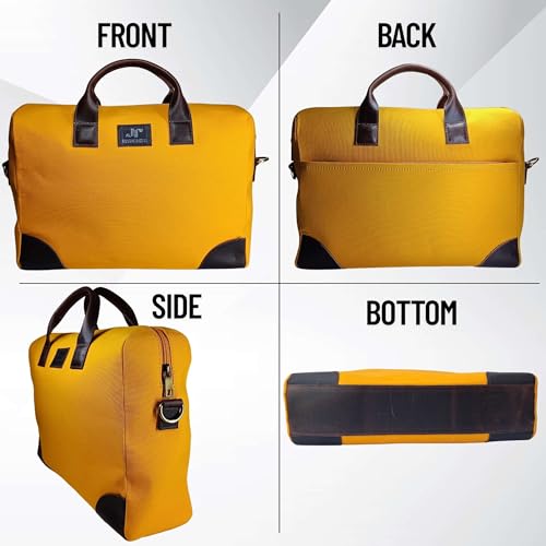 Image of Rustic Roots Laptop Bags for Men Office Use | Canvas Leather Laptop Messenger Bag | Laptop Side Bag for Man | Men's Work Briefcase Sling Bag | Casual Laptop Shoulder Bag