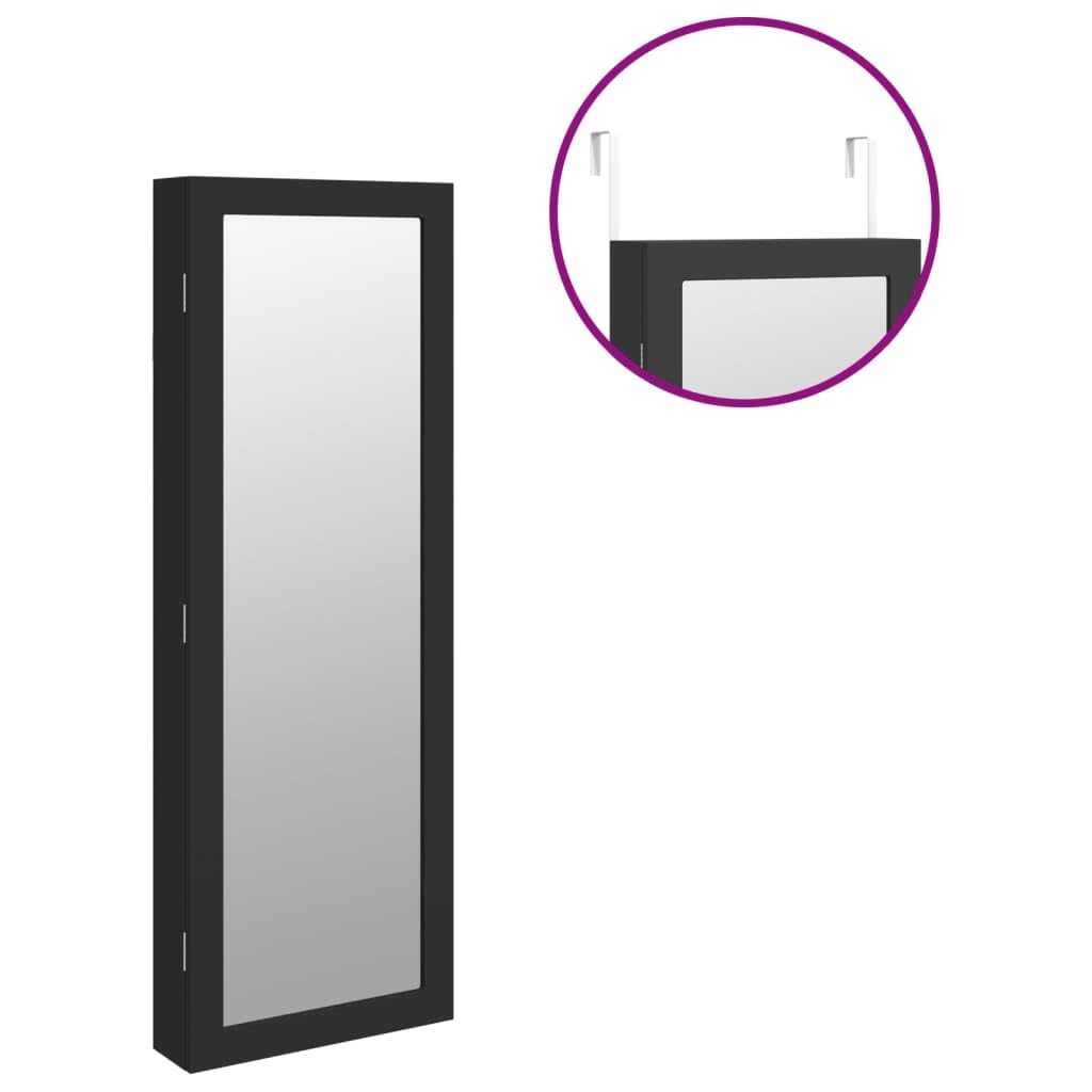 Artículos para el hogar, armario de joyería con espejo con luces LED, montado en la pared, negro, muebles de traje