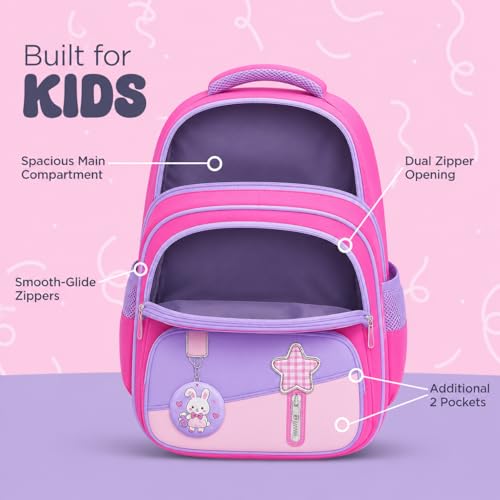 Image of School Bag for Kids Boys & Girls 5-10 Years - Cute Cartoon Dinosaur Backpack Large Capacity Waterproof School Bag with Bottle Pocket Multi-Compartment Lightweight Bag for Nursery & Primary